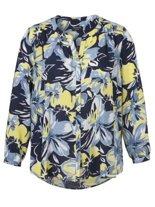 VIA APPIA DUE - Bluse V-Ausschnitt 1/1 Arm Druck indigo multicolor - Gr. - 46