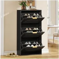 Merax Schuhschrank Schmal (1-St., B60×H114×T24cm) Schuhregal mit 3 Klappen,Schuhkommode Schuhschrank mit Flur/Wohnzimmer