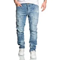 REPUBLIX Gerade Jeans WIGGO Herren Männer Regular Fit Destroyed Design Jeans Hose