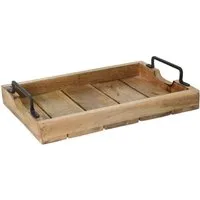 Meinposten Dekotablett Tablett Holz Mango braun Holztablett Deko Kerzentablett 38 bis 57 cm, 2 Metallgriffen