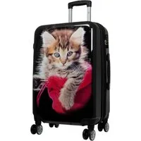 Trendyshop365 Hartschalen-Trolley Katze, Reisekoffer bunt mit Tier-Motiv, 3 Größen, Zahlenschloss, Polycarbonat, Dehnfalte