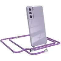 EAZY CASE Handykette Hülle mit Kette für Samsung Galaxy S21 FE 5G 6,41 Zoll, Umhängetasche für Handy Silikonhülle Handyhülle durchsichtig Violett