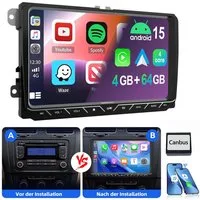 ESSGOO 9" Android 15 Für VW Golf 5 6 Polo Passat Touran Sharan EOS Tiguan Autoradio (RDS, Digitalradio (DAB), FM, AM, Carplay Android Auto Navi WIFI BT EQ)