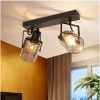 Nettlife Deckenstrahler Vintage 1/2/3/4 flammig Deckenstrahler Rauchgrau, Schwenkbar 350°, LED wechselbar, für Wohnzimmer Schlafzimmer Flur Küche