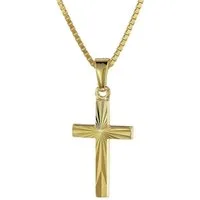 trendor Kreuzkette 08508, Kreuz für Kinder Gold 333/8 Karat 18 mm + goldplattierte Kette