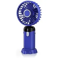 CSL Akku-Ventilator USB‑Mini‑Ventilator mit Akku, Standfuß & Geschwindigkeitsregelung, 1200 mAh Li-Ionen, aufladbar, neigbar, Halteband, Standfuß, Display