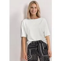 STREET ONE Rundhalsshirt Sommershirt mit Boat Neck und Elastikbund