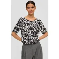 s.Oliver Kurzarmbluse Bluse Gemusterte Bluse aus Twill