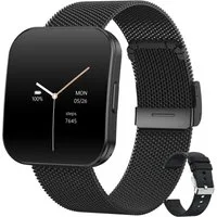 Levowatch TINY Herren Smartwatch, 8mm flach, Sprachassistent, AMOLED Always-On Smartwatch (4,7 cm/1.8 Zoll, Android und iOS) Fitness Tracker Uhr, 3 Armbänder, BT5.3, wasserdicht, robustes Alu-Gehäuse, 4-teilig, Schrittzähler, Puls, SpO2, Blutdruck, S