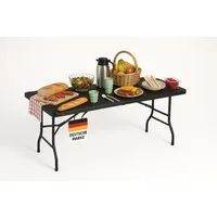 Albatros International Beistelltisch Albatros Buffettisch Klapptisch Rattan/Schwarz (für bis zu 10 Personen – für Bierzelt mit Tragegriff), robuste Konstruktion klappbar und hohe Tragkraft