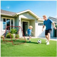HOMCOM Rebounder 2-seitige Prellwand mit 5 Winkelpositionen, Rückprallwand Netz, (Kickback Tor, 1-St., Fußball Rebounder), für Fußball Training Stahl Rot100 x 95 x 90 cm
