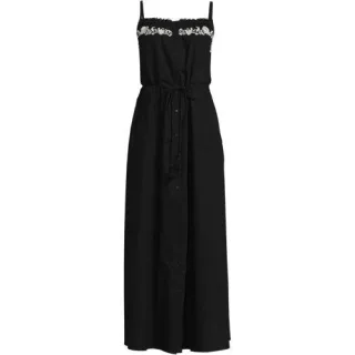 Besticktes Baumwollkleid, Damen,  Schwarz, Baumwolle, by Lands' End