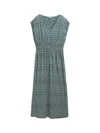 Tom Tailor - Midi-Kleid mit Muster abstract tel green grid design - Gr. - 38