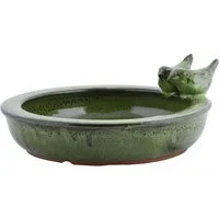 Dekowunder Vogeltränke rund Vogelbecken Futterschale Wasserstelle Terracotta