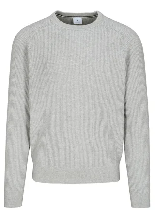 BASEFIELD - NOS Rundhals Pullover light grey mel. - Gr. - 3XL