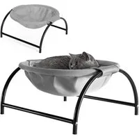 HEYHIPPO Katzen-Hängematte Katzenbett Hängematte Bodenstehend, gemütlich & platzsparend, Atmungsaktives Mesh-Material, Freistehendes, atmungsaktives Katzenbett mit Rahmen 45×42×23cm Grau