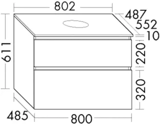 Burgbad Waschtischunterschrank Lin20 Melamin 611x802x552 Eiche Dekor Klassik, WXOD080F6433 WXOD080F6433
