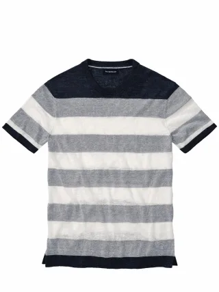 Mey & Edlich Herren Gezeiten-Strickshirt Blau 65 % Leinen, 23 % Baumwolle, 12 % Polyester