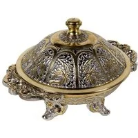 Marrakesch Orient & Mediterran Interior Zuckerdose Orientalische Zuckerdose Khasib aus Messing silber gold 14 cm Deko, Messing, (1-tlg), Handarbeit