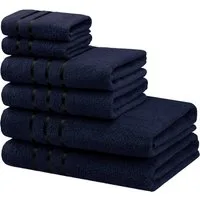 Bruno Banani Handtuch Set Clement, Duschtücher, Handtücher, Seiftücher, Frottier (Set, 6-St), mit dezent glänzender Streifenbordüre, einfarbig, aus 100% Baumwolle