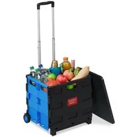 relaxdays Einkaufstrolley Klappbarer Einkaufstrolley, 50 l, blau