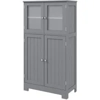 KOMFOTTEU Mehrzweckschrank Küchenschrank Badezimmerschrank mit 4 Ebenen & Glastüren, 60 x 30 x 109cm