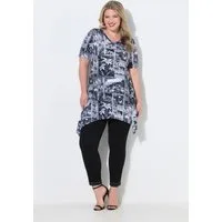 MIAMODA T-Shirt T-Shirt A-Linie Alloverdruck Zipfelsaum