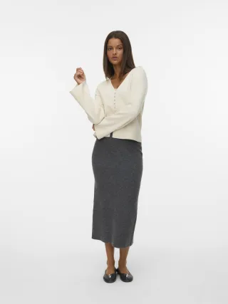 VERO MODA - VMBRISA NW 7/8 SKIRT medium grey melange - Gr. - M