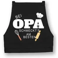 Youth Designz Grillschürze Herren Schürze Bei Opa Schmeckt es am besten Print Kochschürze, mit lustigem Spruch & Logo Aufdruck