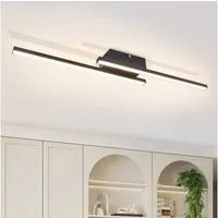 Nettlife LED Deckenleuchte Flur Wohnzimmer Schwarz moderne Kristall Deckenlampe 12/24W, LED fest integriert, Warmweiß, ohne Kristalle 12W 61.5*7*4.8cm für Wohnzimmer Flur Schlafzimmer