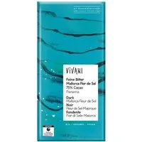 Vivani Süßigkeit Schokoladentafel - Feine Bitter, Mallorca Flor de Sal 75% Cacao 80g