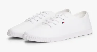 Tommy Hilfiger Sneaker "CANVAS LACE UP SNEAKER", Freizeitschuh, Halbschuh, Schnürschuh mit gestickter Logoflagge
