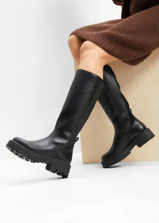 bonprix Stiefel, schwarz, Gr.40, Modischer Stiefel mit Material-Mix