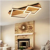 Nettlife LED Deckenleuchte Dimmbar Holz 3 Ringe 46W Modern Deckenlampe 70cm Wohnzimmer, LED fest integriert, 1/2/3/4 Ringe für Schlafzimmer Büro Küche