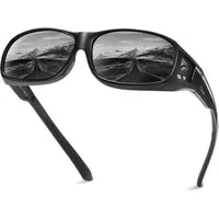 LuxusKollektion Sonnenbrille Sonnenbrille Polarisiert UV400 Fit Over Überbrille L Schwarz Grau