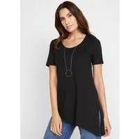 bonprix Longshirt bequeme Passform, asymmetrischer Saum, mit Seitenschlitz