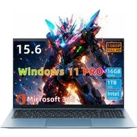MENGHU 15,6 Zoll Laptop Windows 11 Pro 16GB RAM 1TB SSD – inkl. Microsoft 365 Notebook (Intel® Celeron® N5100‌ N5100, 16 GB, 1024 GB SSD)