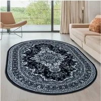 OTTO home Teppich Oriental, Made in Belgium, oval, Höhe: 7 mm, Orient-Optik, mit Bordüre, Kurzflor, pflegeleicht, elegant