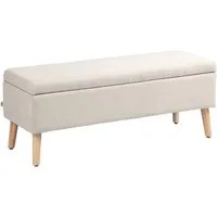 REDOM Polsterbank Beige Leinen-Sitzbank aus Gummiholz, integrierter Stauraum (Packung, 1-St., 110x39x45 cm Vielseitig als Schuhbank, Bettbank & Flurbank nutzbar), Stabil & pflegeleicht, ideal für Diele, Ankleide & Wohnbereich