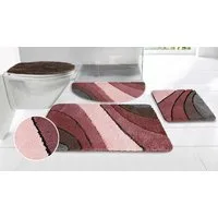 OTTO home Badematte Josie, Badvorleger, Badezimmer Teppich, Höhe 20 mm, rutschhemmend beschichtet, schnell trocknend, strapazierfähig, fußbodenheizungsgeeignet, Polyester, rechteckig, 3-tlg. Stand-WC Set, Badteppich, Badematten, rechteckig, rund & al