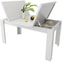KLAM HOME Esstisch Esstisch 120*70cm, mit Stauraum Esstisch, Rechteckiger Esstisch (Kaffee-Freizeittisch, Moderner einfacher Esstisch, Offener Stauraum), Platzsparend, Multifunktionaler Esstisch, Weiß