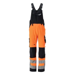 MASCOT Newcastle Latzhose mit Knietaschen SAFE SUPREME Hi-vis Orange / Schwarzblau 62 - 15569-860-14010-82C62