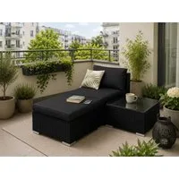 MeXo Gartenlounge-Set modulares Poly-Rattan Lounge-Set, (Lounge-Sitzmodul mit Fußhocker & Beistelltisch, 10 cm Polster, Balkonmöbel wetterfest, UV-beständig), kleines Gartenmöbel-Set für Balkon & Terrasse