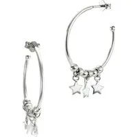 SilberDream Paar Creolen SilberDream Ohrringe Creolen 925 Echt (Creolen), Damen Creolen Sterne aus 925 Sterling Silber, Farbe: silber