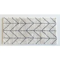 ADOB Badematte Premium Badezimmerteppich, kuschelweich, 140x70 cm, Farbe weiss-grau, warm, fußbodenheizungsgeeignet, schnell trocknend, strapazierfähig, Baumwolle, rutschfest