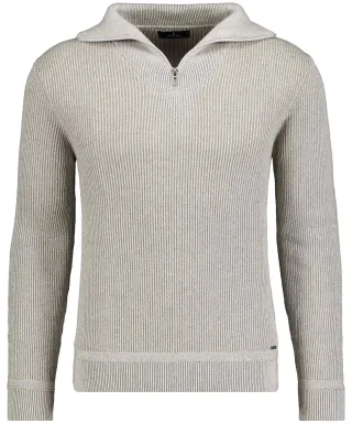 RAGMAN - Strickpullover mit Troyer-Kragen, bicolour taupe - Gr. - L