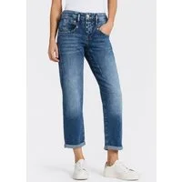 Herrlicher Boyfriend-Jeans Shyra Tap Denim Stretch mit halb verdeckter Knopfleiste, High Waist