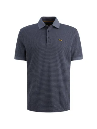 PME Legend - Kurzarm-Poloshirt zweifarbig strukturiert blau - Gr. - XL