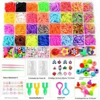 Blusmart Bastel-Armband DIY Loom Bänder Gummiband Schmuckset mit Zubehör, 2500 Gummibänder in 32 Farben, Gummiband-Sortiment, Webstuhlbänder