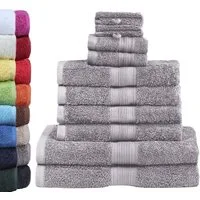 GREEN MARK Textilien Handtuch Set 10er-Set Premium Frottier Handtuch-Set, 100% Baumwolle (Set, 10-St), 4X Handtücher, 2X Duschtücher, 2X Gästetücher, 2X Waschhandschuhe
